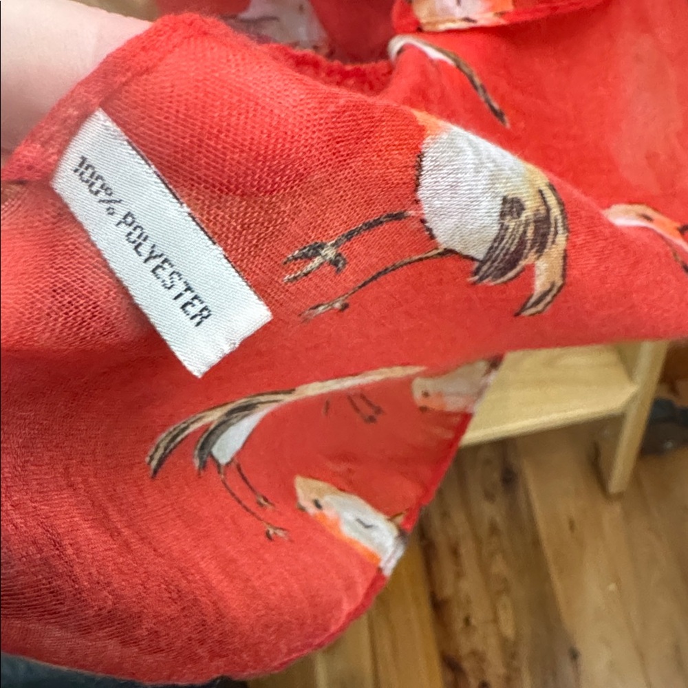 NWOT Irelands Erin Knitwear in County Cork Watercolour Robin Scarf Red - Picture 5 of 6